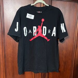 Jordan Black Tee with Red Jumpman and White Letters